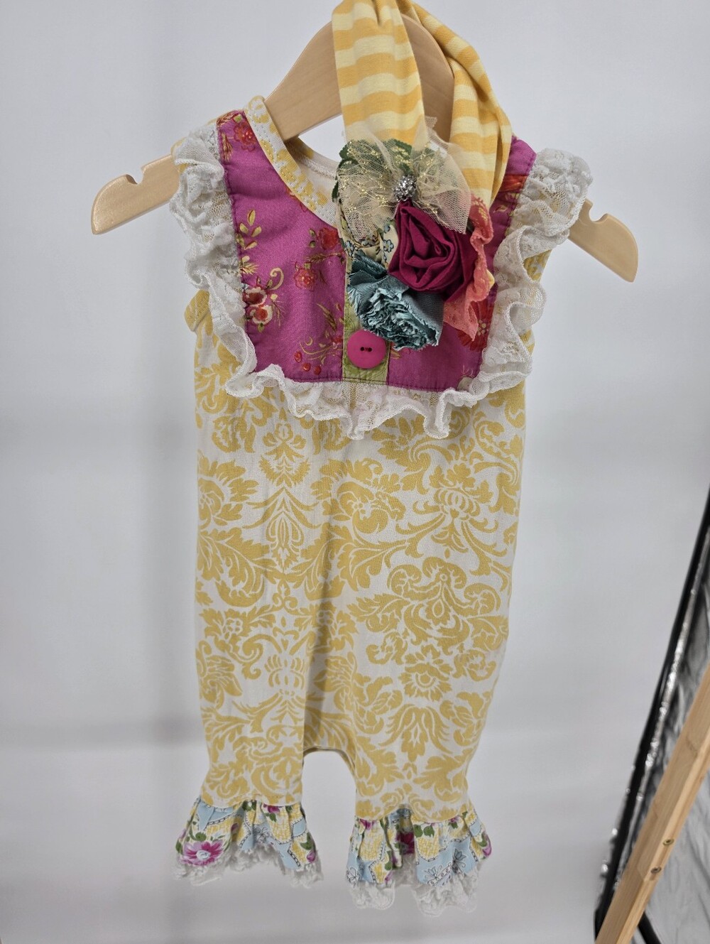 Giggle Moon Romper Set Outfit Matching Headband Size 18M
